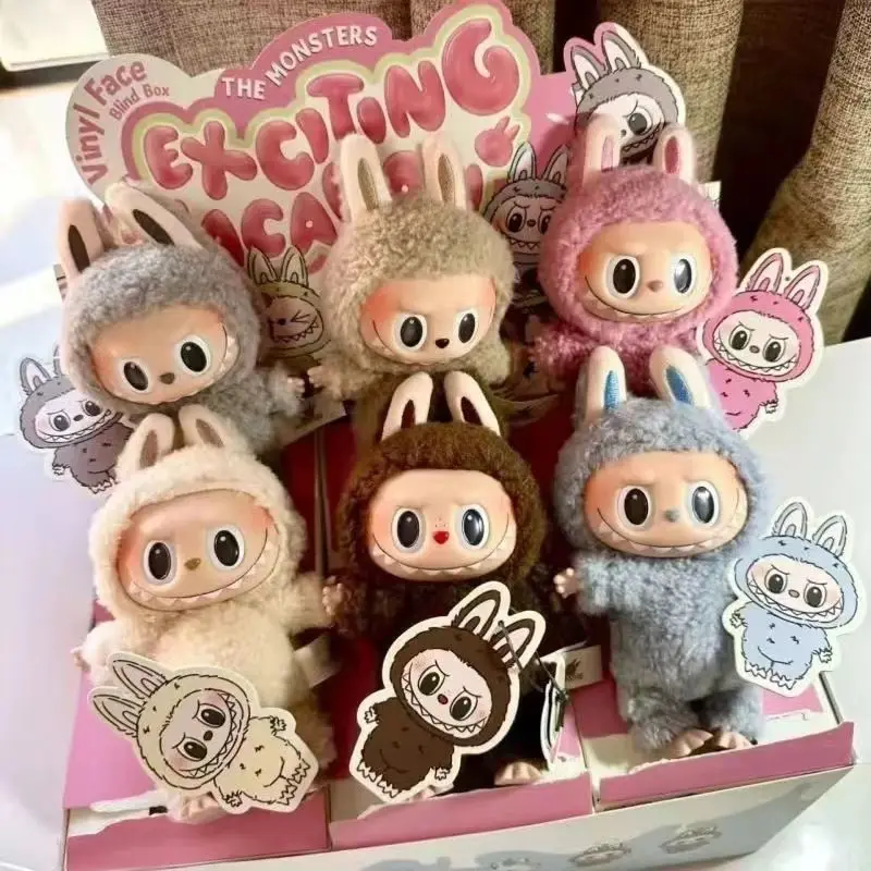 Labubu los monstruos latido del corazón Macaron cara esmaltada estatuilla de Pvc adorno de mesa muñeca Kawaii regalo de cumpleañ