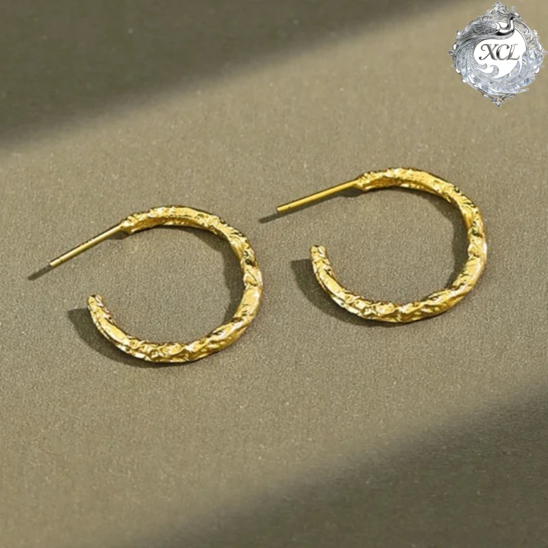 

Серьги-гвоздики XCL из стерлингового серебра 925 пробы с вогнуто-выпуклым узором «фольга», геометрические, круглые, в стиле панк-хип-хоп, изысканные ювелирные украшения, подарок для женщин на вечеринку