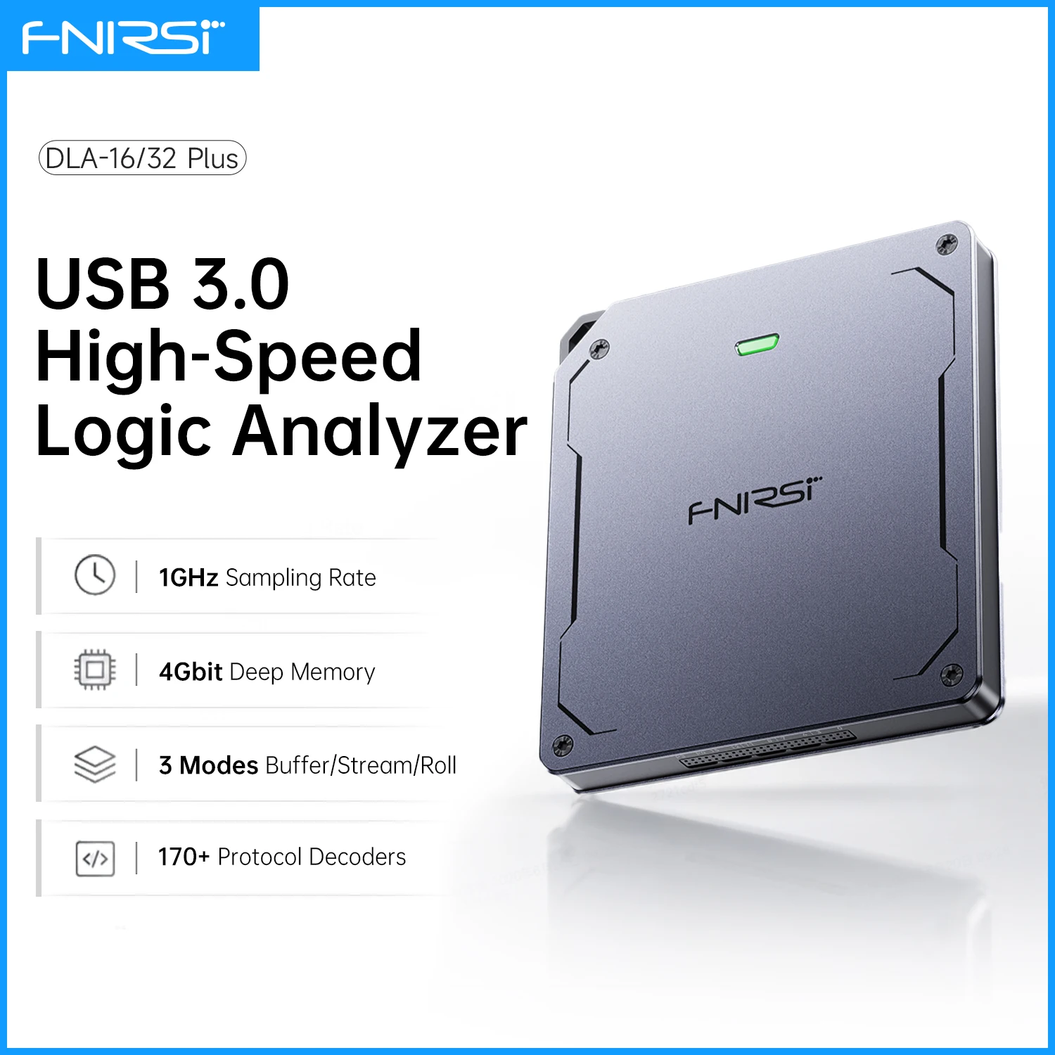 FNIRSI USB Logic Analyzer 16CH 32CH 1GHz Sampling 4Gbit Memory 120+ Protocol Decoder 4CH PWM Output Digital Debug Tool