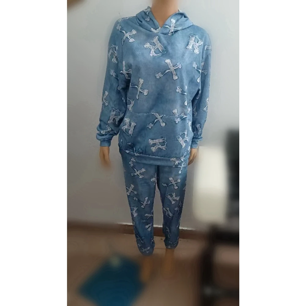 Autunno Moda Y2k Tasca Design Pullover Top e Pantaloni Set Casual Sportivo Allentato Manica Lunga Stampa Lettera Due Pezzi Set per Le Donne