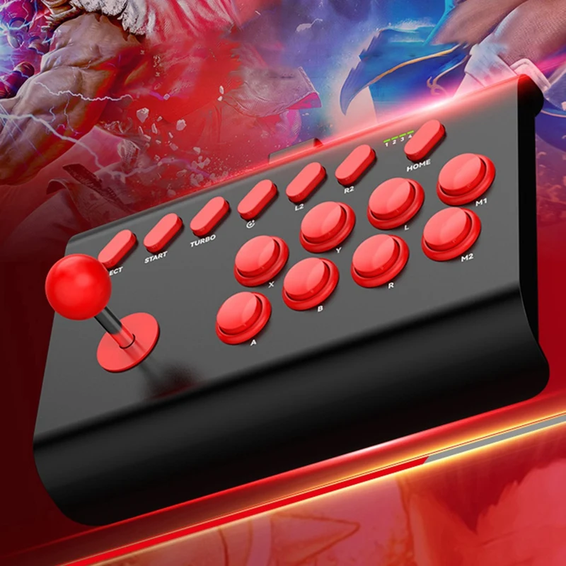 Y02 Fighting Game Joystick With Stretchable Bracket Games Console 3-Mode Connection Macro/TURBO Function