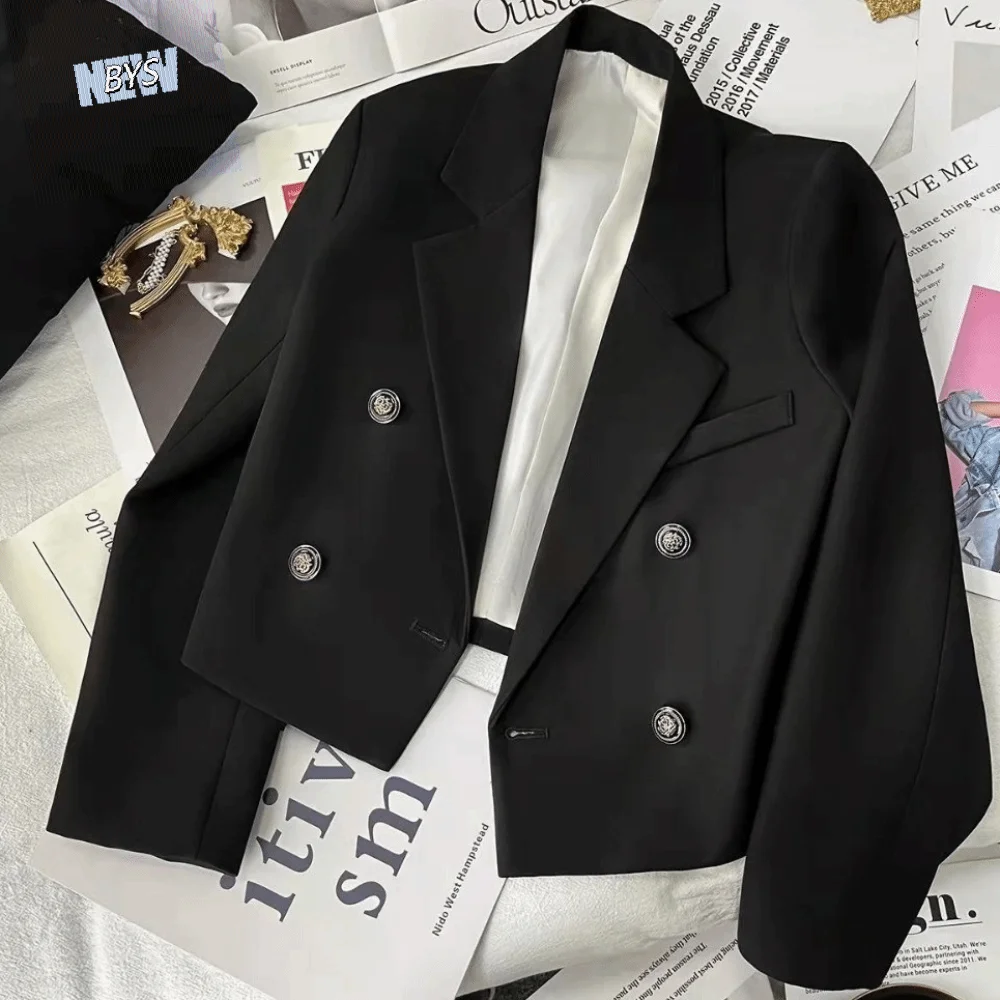 

Classic Casual Korean Suit Jacket Loose Long Sleeve Suit Coat Women College Clothes Suit Outfit Short Office Blazer Women