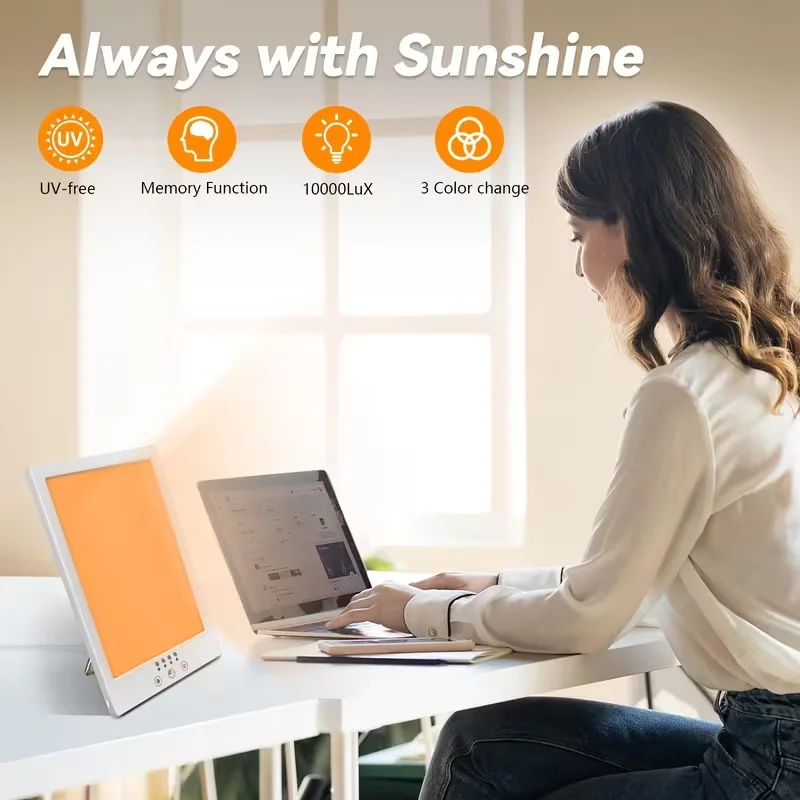 Sadness Treatment Lamp,10000 Lux LED Daylight,Natural Light with 3 Color Temperatures,Suitable for Home and Office Use in Winter