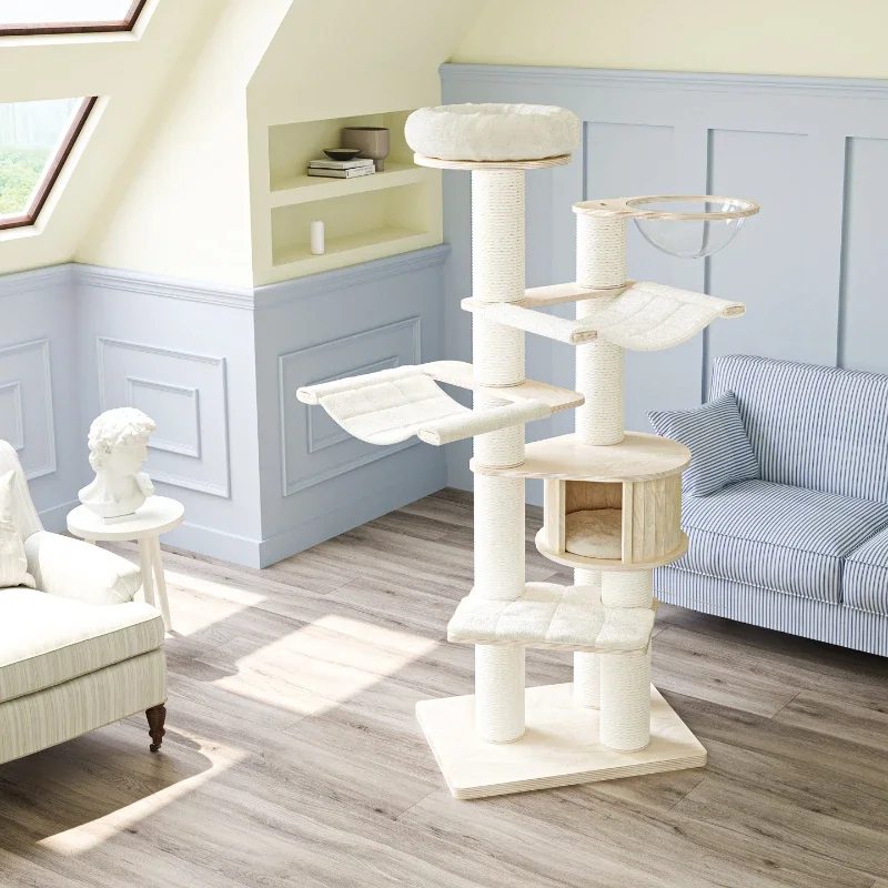 Cat nest cat tree integrated multi-layer solid wood birch large cat frame