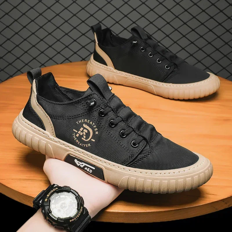 Homens sapatos casuais respirável sapatos de lona de seda gelo mocassins tênis conforto ao ar livre deslizamento em sapatos planos vulacnizados