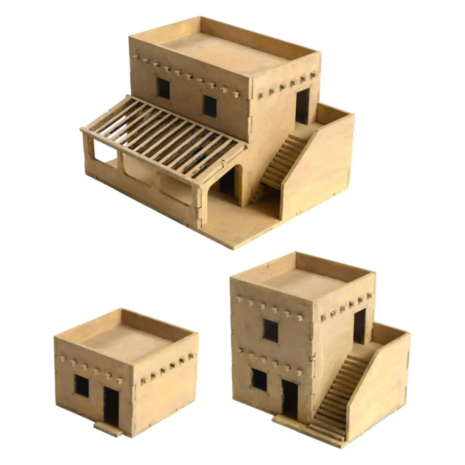 1/72 Miniature Wooden House Architecture Scene Layout Scenery for Sand Table Micro Landscape Diorama Model Railway Accessory