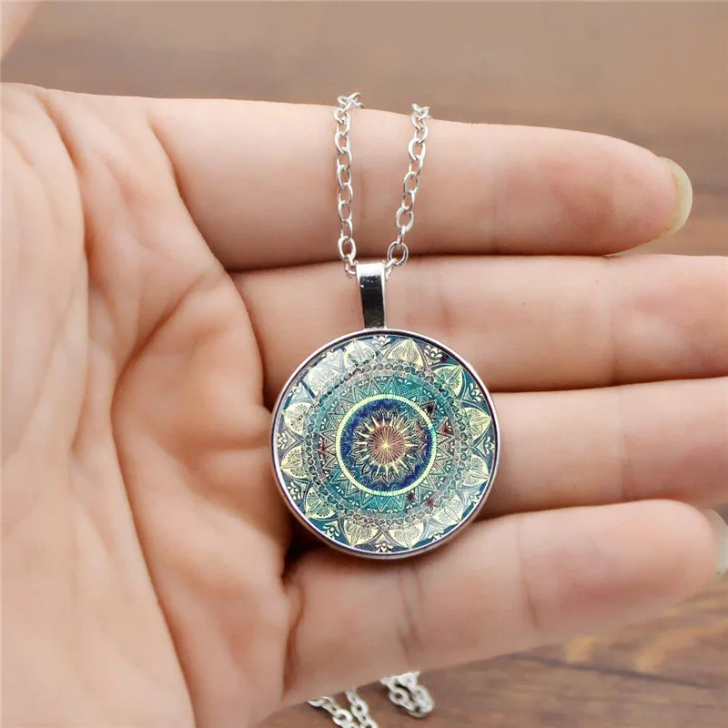 Fashion Mandala Yoga Time Jewel necklace Fashion glass pendant choker jewelry gift