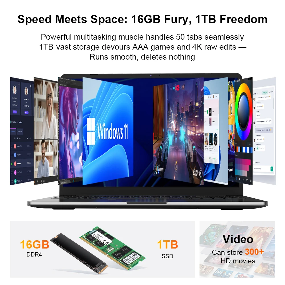 Ninkear A15 Pro Laptop 16GB RAM 1TB SSD 16 Inch 2.5K 120Hz IPS Display AMD Ryzen 5 5500U Windows 11 Backlit Keyboard WiFi 6 Fingerprint Reader for Business Home Office Study and Everyday Multitasking