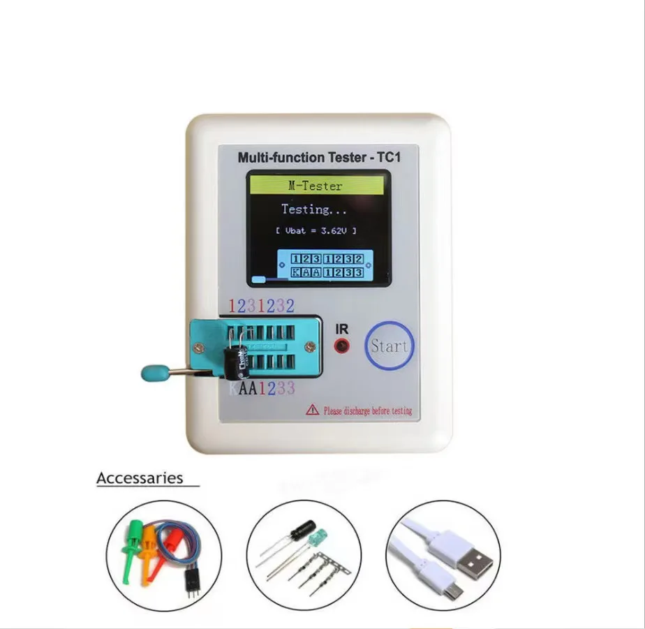 LCR-TC Transistor Tester Zener Diode Detecter 1.8 Inch ESR Triode Capacitance Inductance MOS/PNP/NPN LCR TFT Auto Multimeter