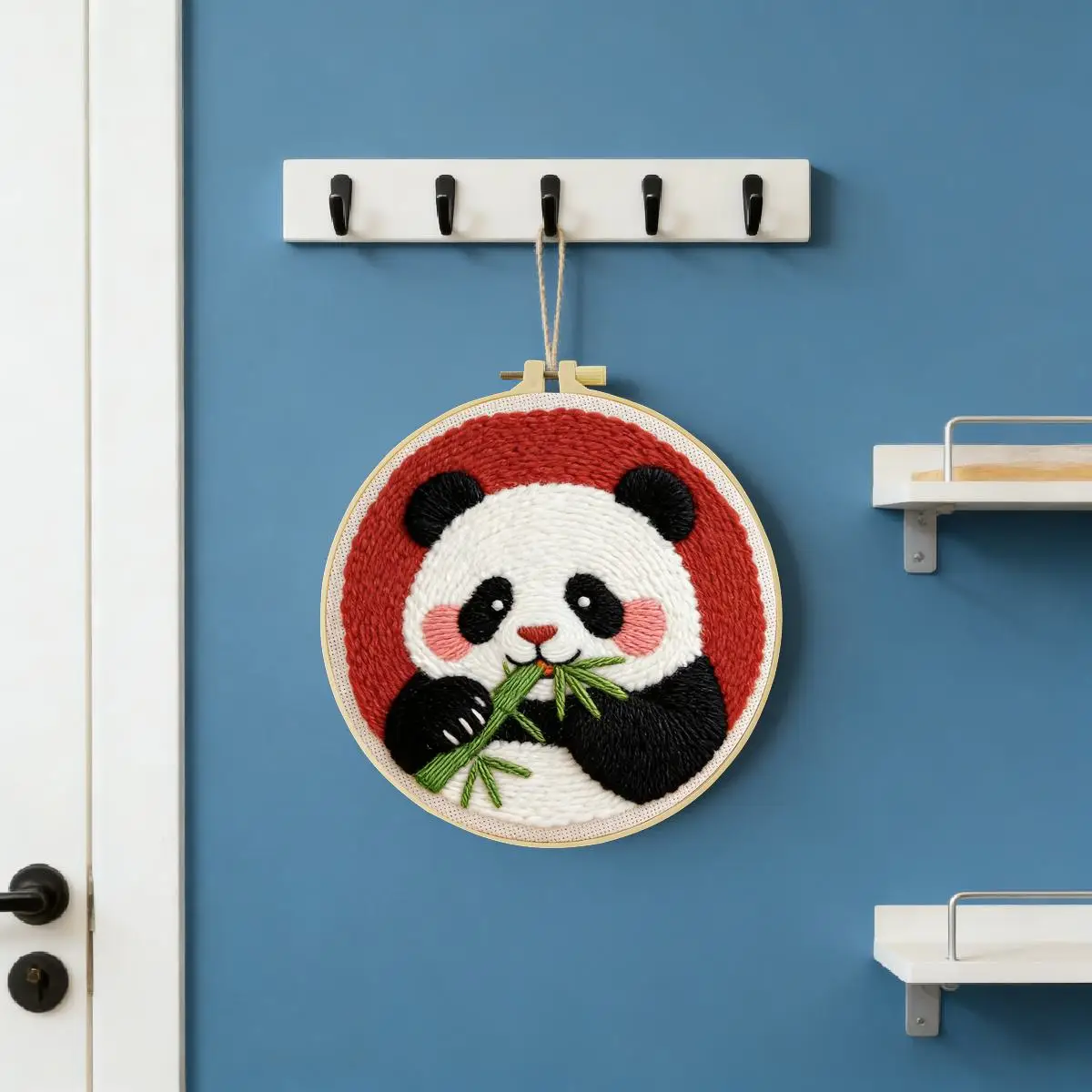 20X20CM/7,87 Zoll Panda Punch Needle Stickerei-Set, Stickerei-Kit, Gestrickte Stickerei, DIY Handgemachtes Geschenk, Heimdekoration – Detail 1