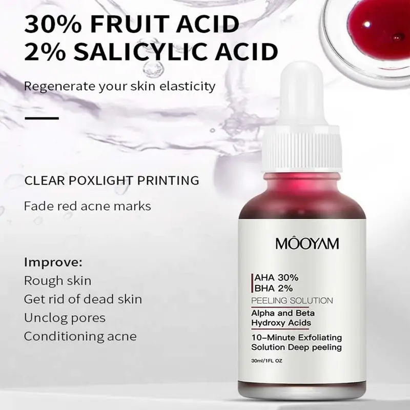 Solution de peeling AHA 30% + BHA 2% pour le visage, sérum anti-acné, réparateur, acide hyaluronique, soins pour la peau, nouveauté