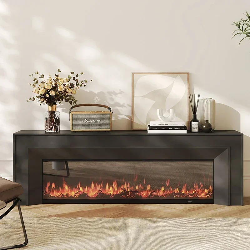 Simple and Light Luxury Fireplace Cabinet Cream Style Multi-Function Fireplace TV Cabinet Nordic Floor Cabinet