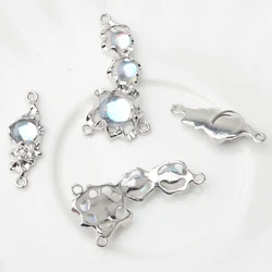 6pcs/lot Zinc Alloy Charms Hand-set Zircon Connector Charms For DIY Fashion Jewelry Making Accessories
