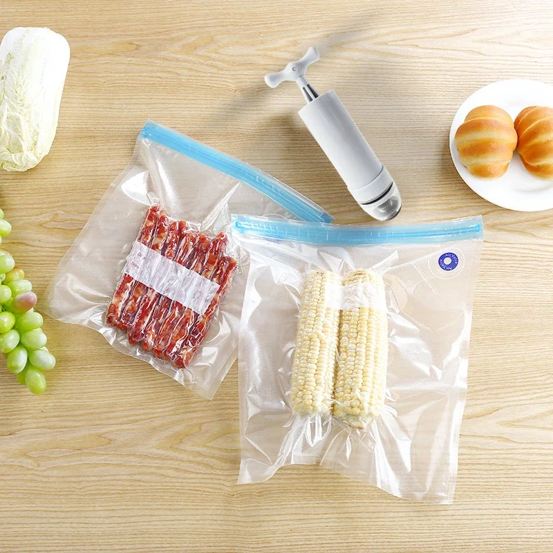 1Pc Reusable Food Vacuum Compression Bag Zip Lock Leakproof Mini Transparent Bag Shrink Plastic Storage Bags Kitchen Organizer