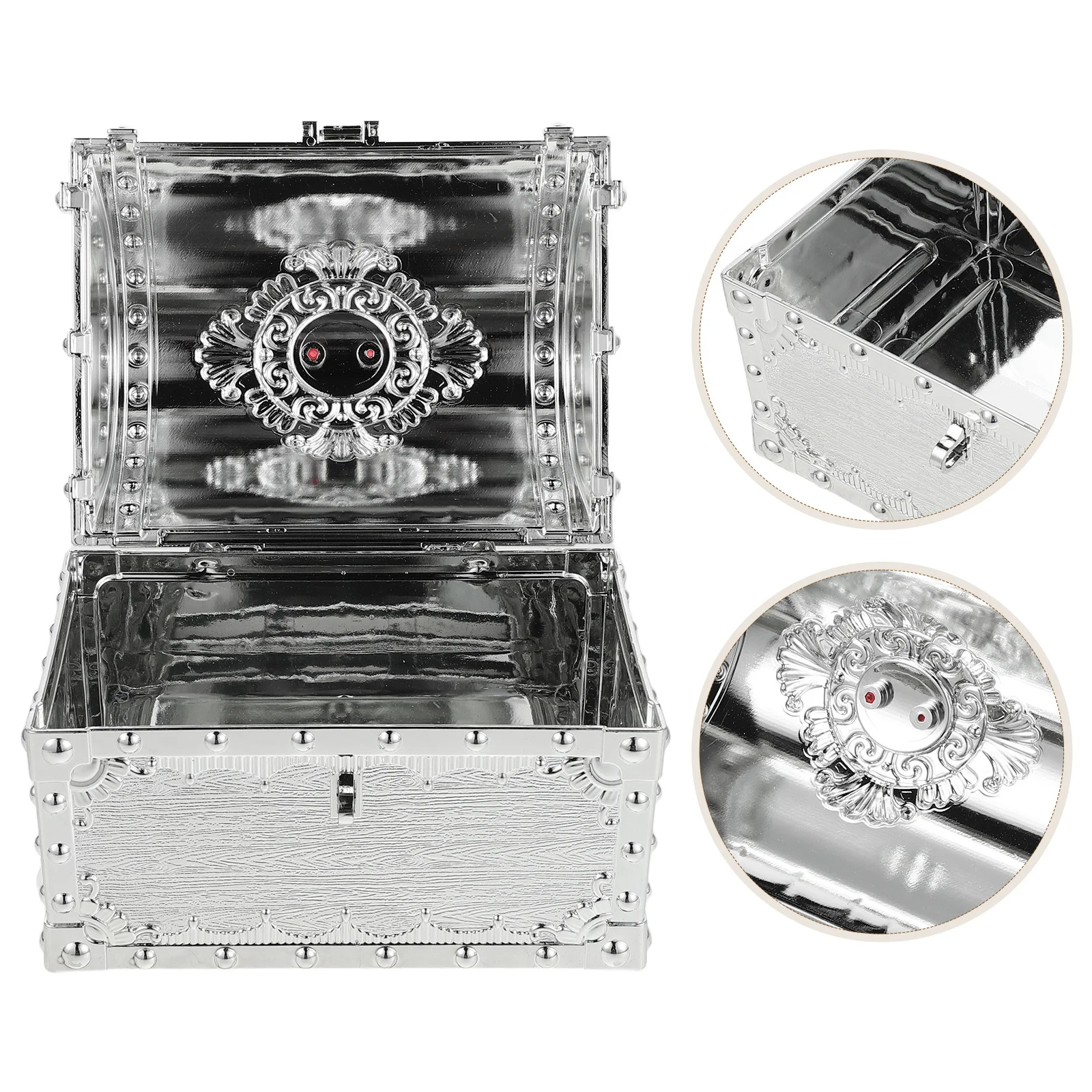 

Pirate Treasure Chest Large Kids Plastic Storage Box Modern Trinket Organizer Secure Closure Portable Design Birthday Party