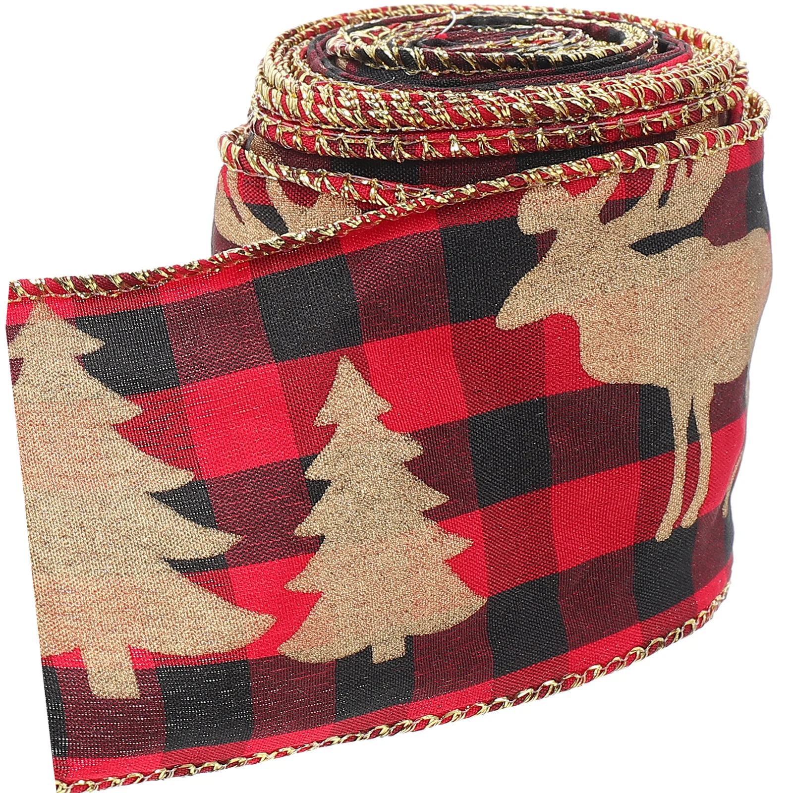 DIY Christmas Ribbon 8M Long Wear-Resistant Xmas Tree Print Ribbon for Gift Packaging Craft Hair Ornament Wreath Making