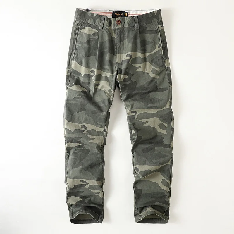 

Men's Sports Pants Camouflage Cotton Heavy Wash Cargo Pants Loose Overalls Amekaji Safari Style Casual Vintage Trousers