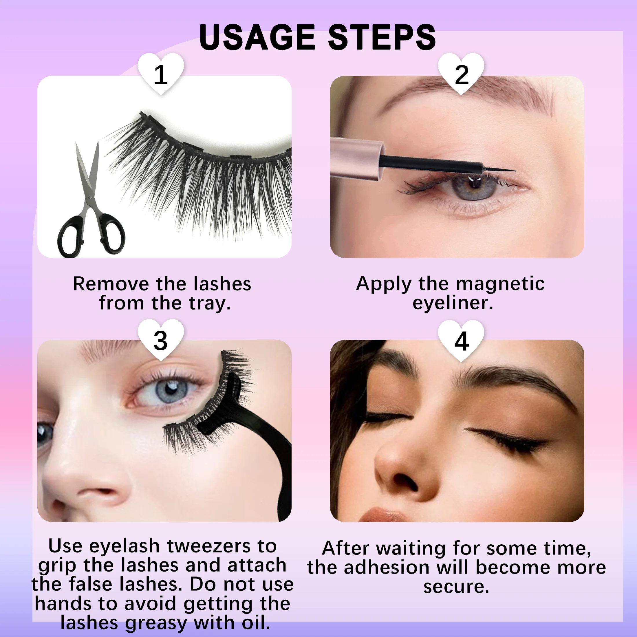 5 صفوف من 10 أزواج من الرموش الصناعية المغناطيسية 10-15 ملم رموش سوداء سميكة ومجعدة بشكل طبيعي مع كحل مغناطيسي #5