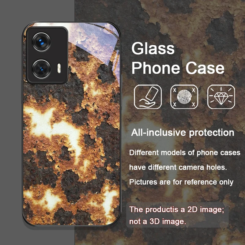 Kreative rostige Metalloberflächenmuster aus gehärtetem Glas für Motorola Moto Edge 50 Fusion 40 Neo 30 Pro G85 G84 G55 Abdeckung
