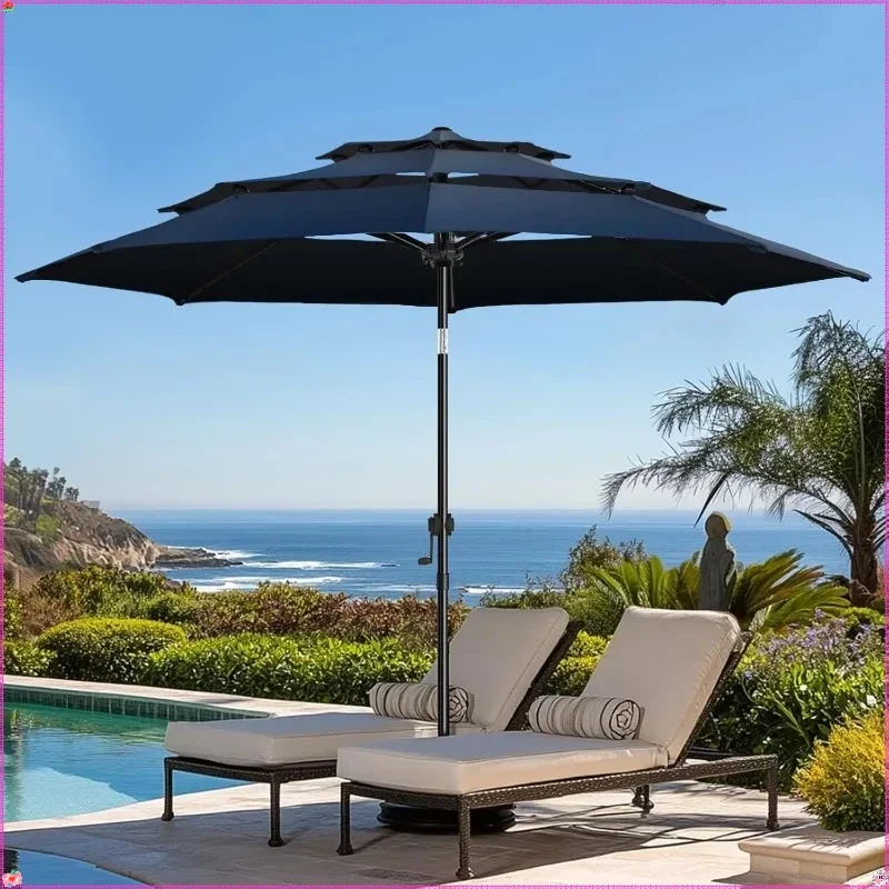 

9FT 3-Tier Outdoor Umbrella with Tilt & Crank - Fade Resistant Polyester for Patio Dining, Garden, Poolside