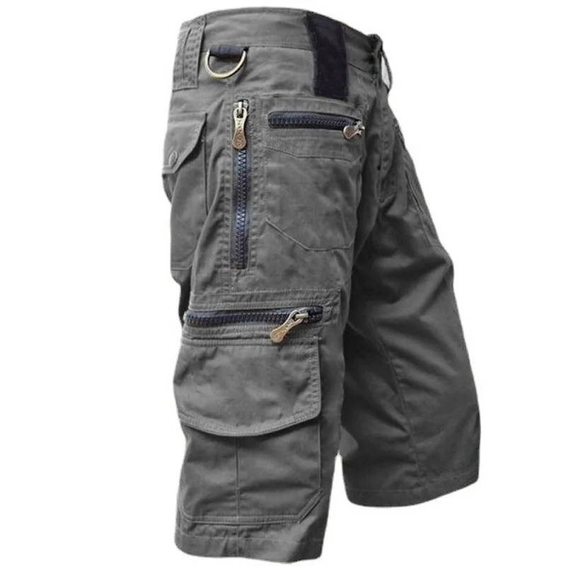 Short cargo en coton pour homme, pantalon militaire, pantalon court décontracté, poches multiples, travail, été, 2023