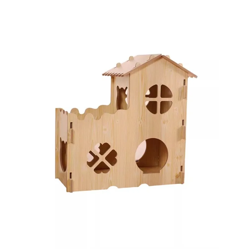 Wooden Cat Nest Cat House  House  Castle Wooden Box Four Seasons Universal Double Decker Cat House Kennel