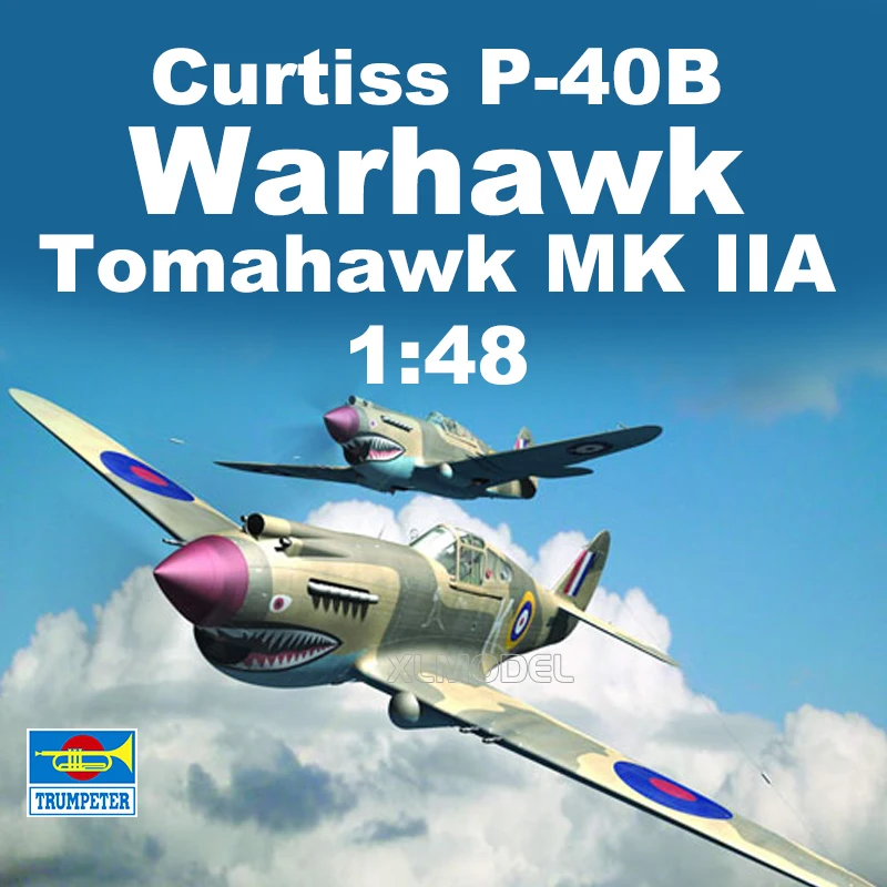 Trumpeter Plastic Assembled Scale Model Kit TP02807 Curtiss P-40B Warhawk (Tomahawk IIA) 1/48