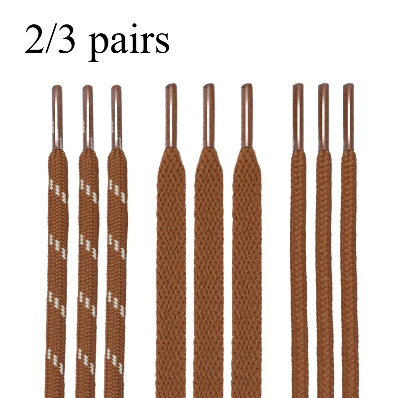 3 Pairs Wheat Brown Flat Round Shoelaces - AF1 Replacement Laces for Autumn Sport Basketball Sneakers High-top Canvas Shoes