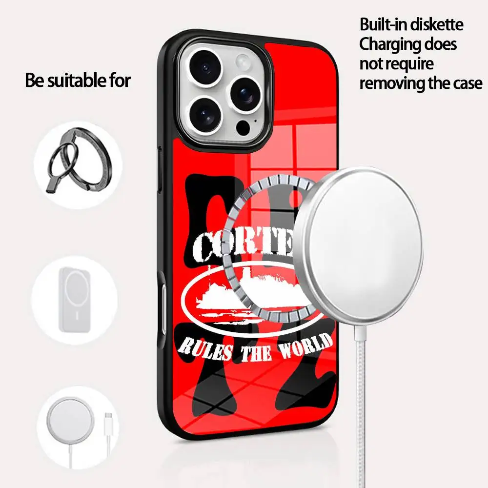 

Luxury Magnetic Glass Phone Case for iPhone 16 15 14 13 pro Max Mini - C-C-Cortiez Puls Cover with Strong Adhesive