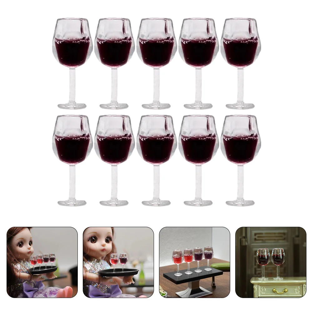 10 Pcs Dollhouse Glass Decorative Miniature Goblet Micro Cup Drinks Tumblers Decoration Gasses