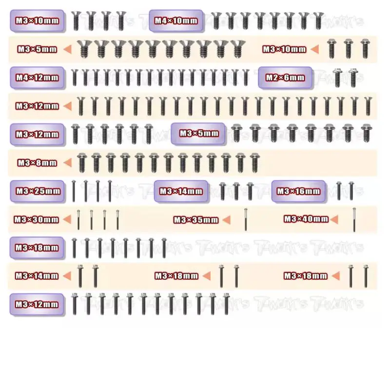 Original T works  TSSU-XB8E'21 64 Titanium Screw set ( UFO Head ) 134pcs.( For Xray XB8E 2021 ) Professional Rc part