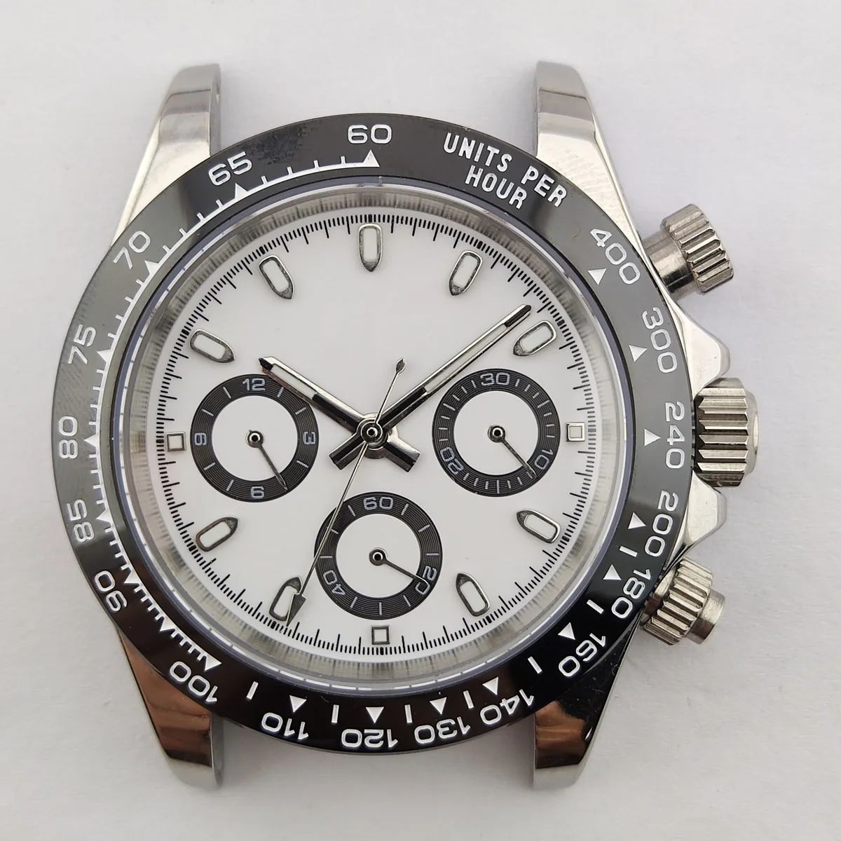 전자 다기능 크로노그래프 시계 케이스, 팬더 다이얼, 일본 쿼츠 시계, vk63 무브먼트, nh36 케이스, 맞춤형 로고, nh35