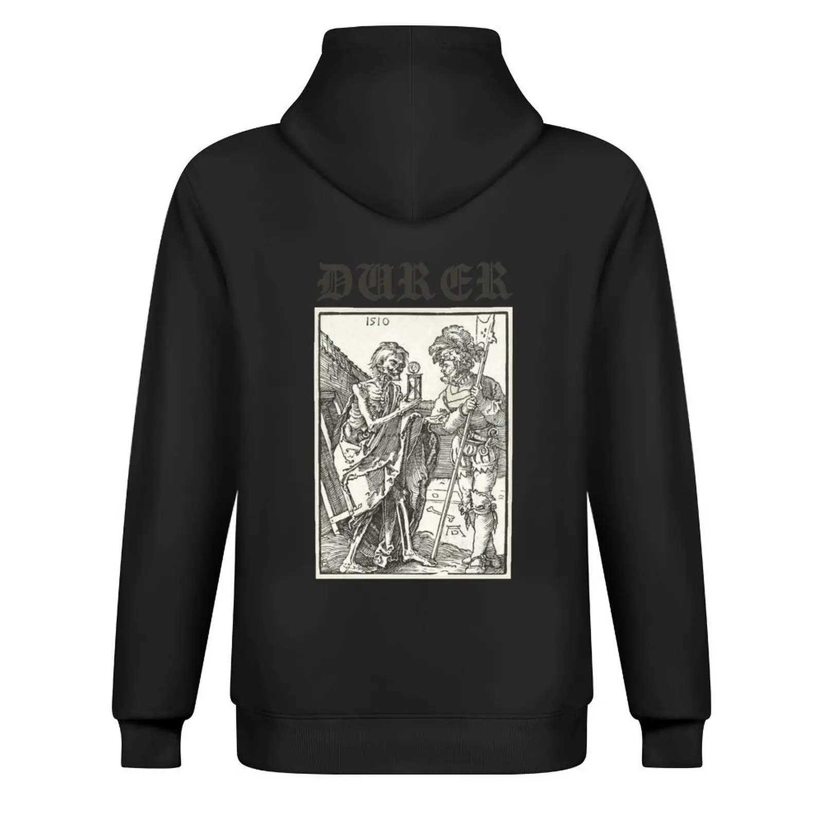 الموت والجندي (Albrecht Dürer) هوديي أزياء الرجال مقنعين قميص الرجال العرق قميص الجرافيك هوديس #3