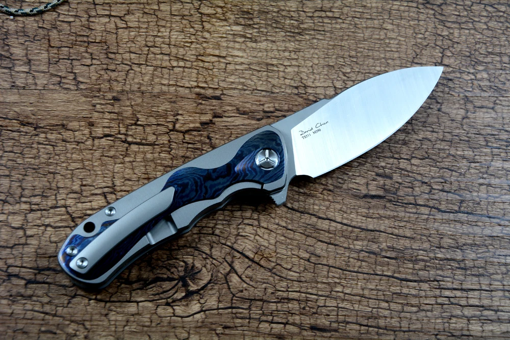 TWO SUN Collective Folding Knife M390 Blade Ball Bearing Washer Titanium Timascus Handle Pocket Knives TS511TM