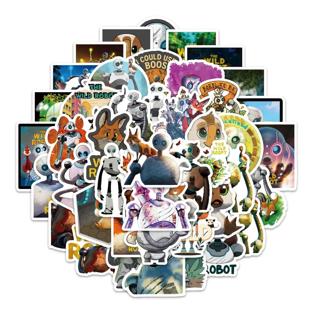 

60PCS Cartoon The Wild Robot Animation Sticker DIY Decoration Waterproof Skateboard Notebook Graffiti Toy
