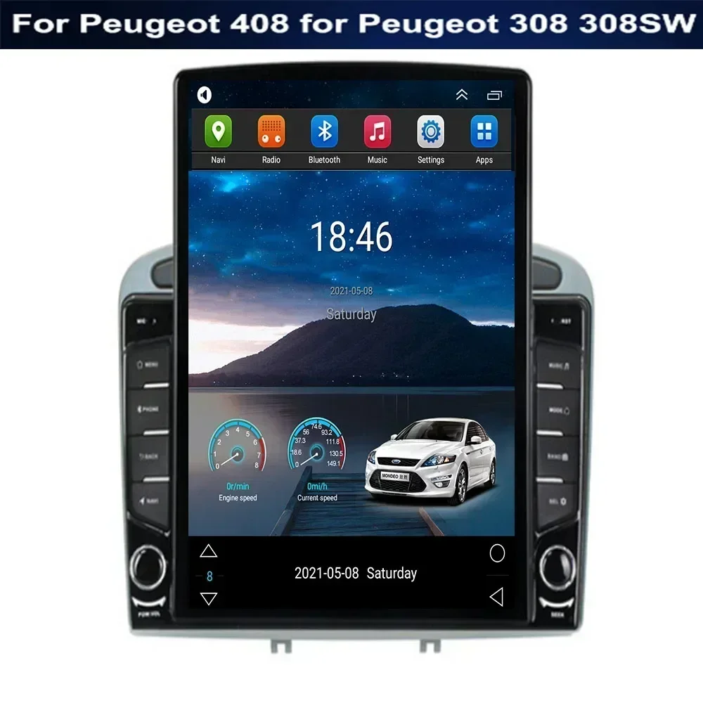 

9.7" Android 13 For Peugeot 408 for Peugeot 308 308SW Tesla Type Car Radio Multimedia Video Player Navigation GPS RDS Camera