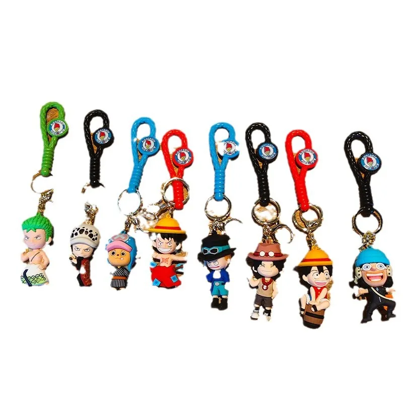 

Cute Cartoon Knitted One Piece Keychain Luffy Zoro Figurine Key Ring Key Chain Couple Personalized Gifts Y2k Fashion Toys Anime