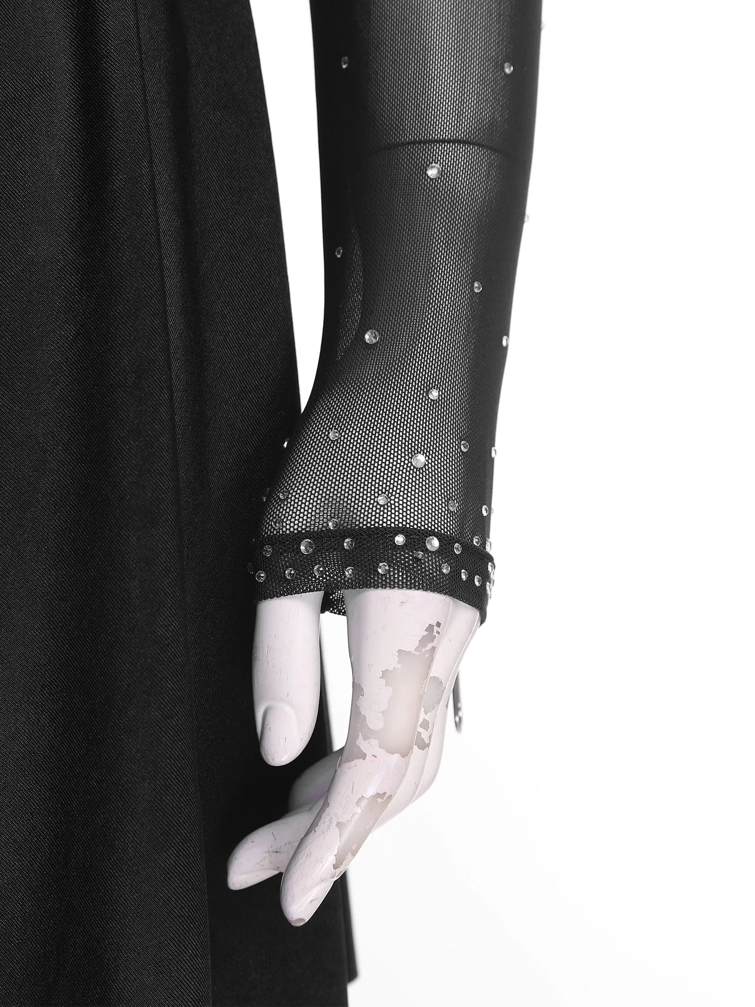 المرأة طويلة الأكمام فستان الباليه الشكل التزلج الملابس لامعة حجر الراين انقطاع الجمباز يوتار شبكة ملابس رقص غنائية #5