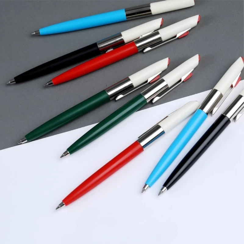 المجرية القرطاسية ICO الرجعية الصدام قلم حبر جاف دفع عمل قلم الكتابة الأسود 0.7 مللي متر هلام أقلام طالب المدرسة الكتابة #5