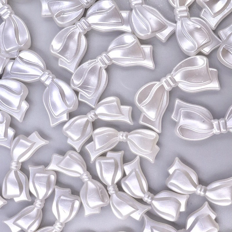 10Pcs White Bowknot Bow Acrylic Beads Loose Spacer Charm Beads For Jewelry Making Finding Set DIY Bracelets Necklace Accessorie