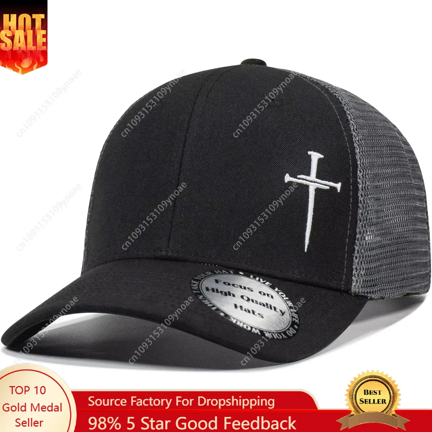 

3 Nail Cross Baseball Cap Christian Jesus Christian Hats Gifts Birthday Christmas Man Women Trucker Hat Embroidered Dad Caps