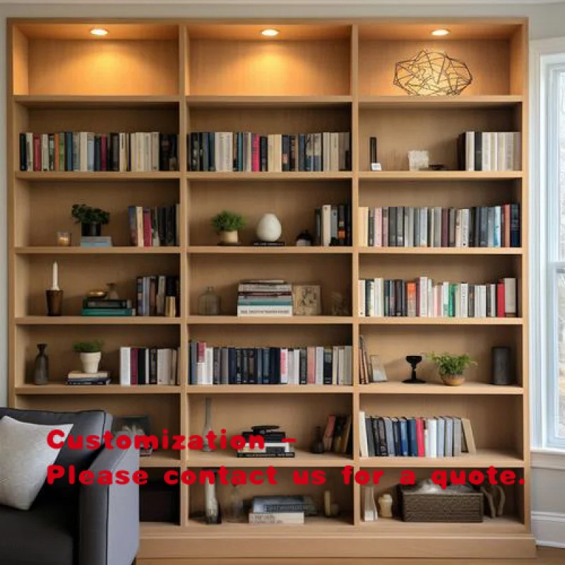 

Настенный деревянный книжный шкаф-стеллаж для гостиной с местом для хранения, современный и индустриальный дизайн.