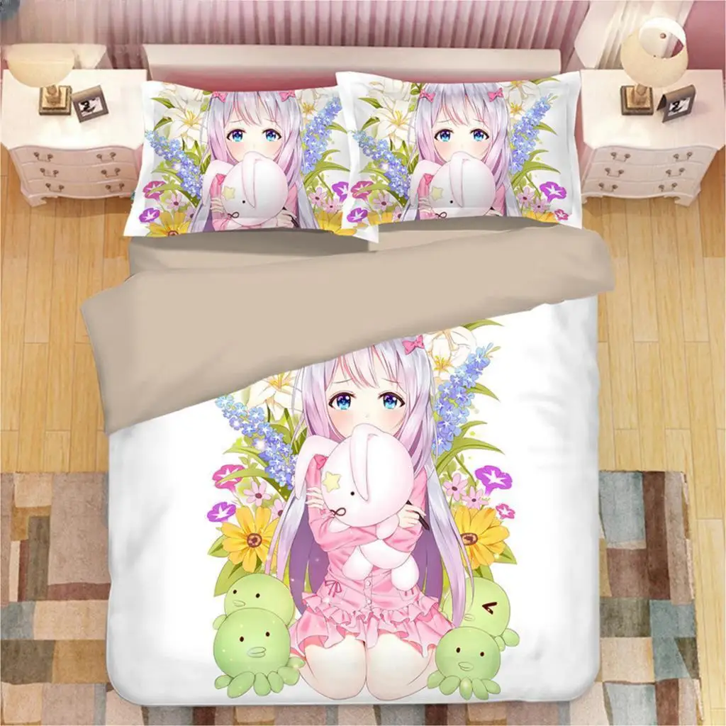 Kawaii Izumi Sagiri 3D Anime Print Bedding Set Duvet Covers Pillowcases One Piece Comforter Bedding Sets Bedclothes Duvet Cover