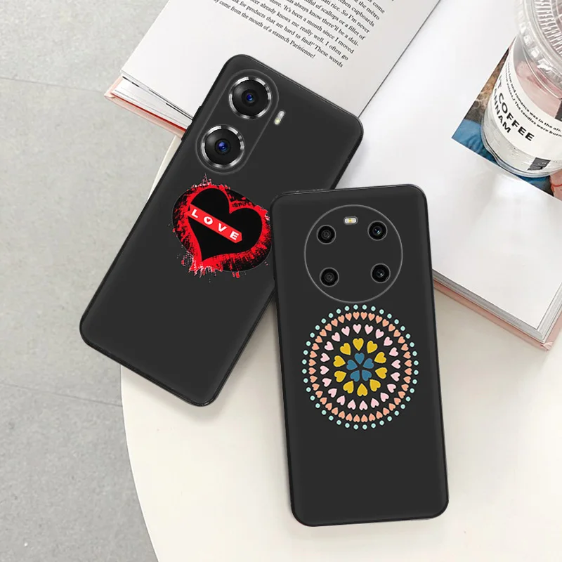 Onur X7b X7 X8 X9 b X6a için telefon kılıfları 90 70 Magic5 kalp daire renkli aşk piksel 6 7 6a 7a 8a 8 Pro kabuk siyah kılıf kapak