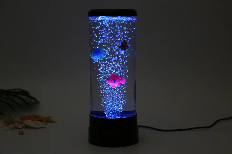 Colorful LED Bubble Fish Tank Night Light, 7-Color Changing Simulated Aquarium Atmosphere Lamp for Home Bedroom Desk Decoration