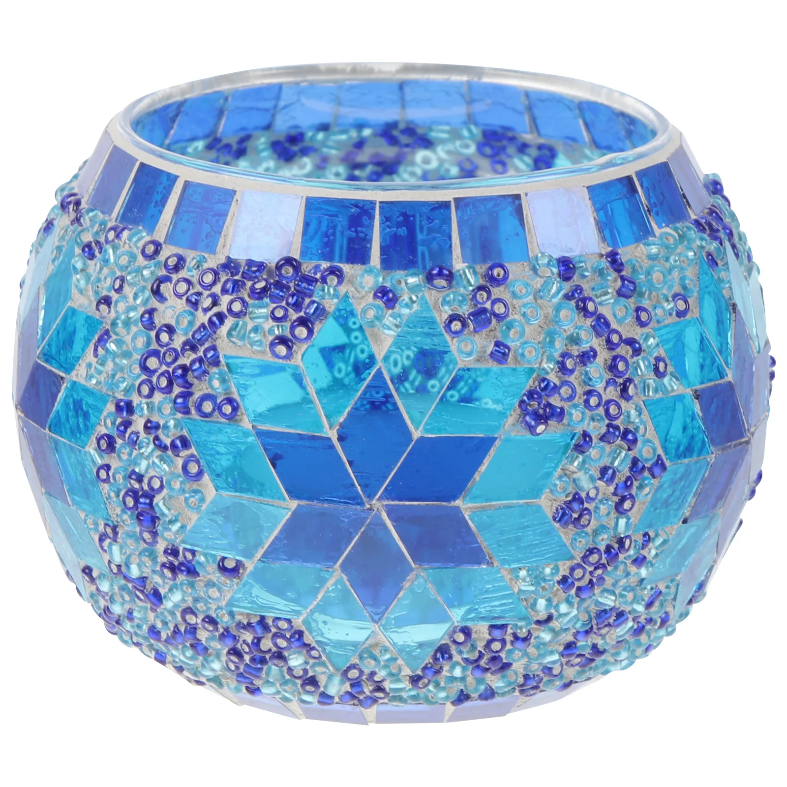 1개 원형 유리컵 수제 아티산 캔들홀더 클래식 디자인 컬러풀한 조각 장식 테이블탑 홈 호텔 몰용