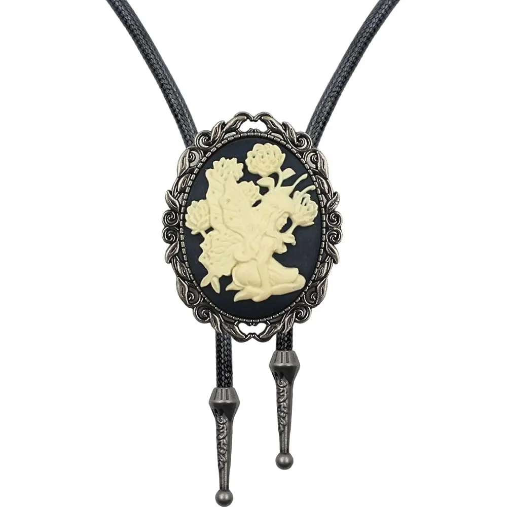 

Галстук-боло PEARLY JUN для женщин и мужчин, с цветочным узором, в стиле вестерн, коричневый, из кожи, в ковбойском стиле, на шнурке, подарок