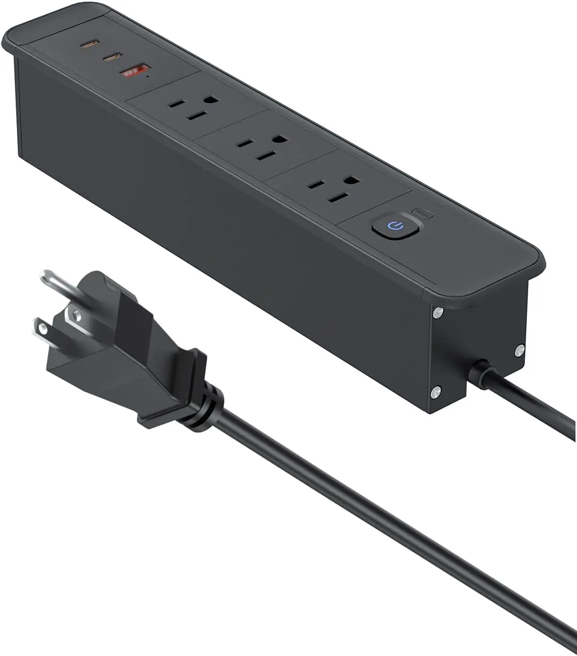 

US Power Recessed Power Strip with 5 Outlets 65W USB-C Port,Desk-Mounted Hidden Electrical Outlet Drawer Outlet Desk Organizer