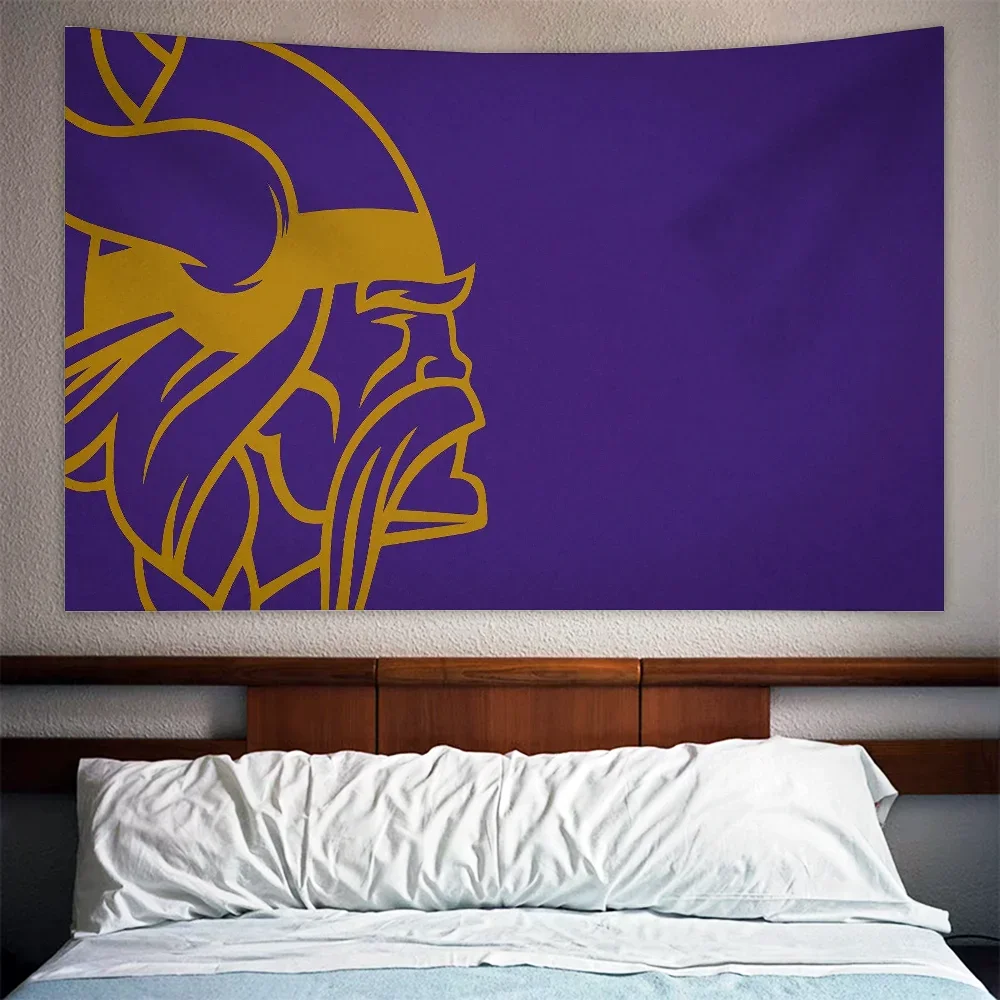 Kawaii Room Decor Aesthetic MinnesotaS VikingS Bed Room Decoration Accessories Boho Home Decoration Art Mural Wall Tapestry Cute