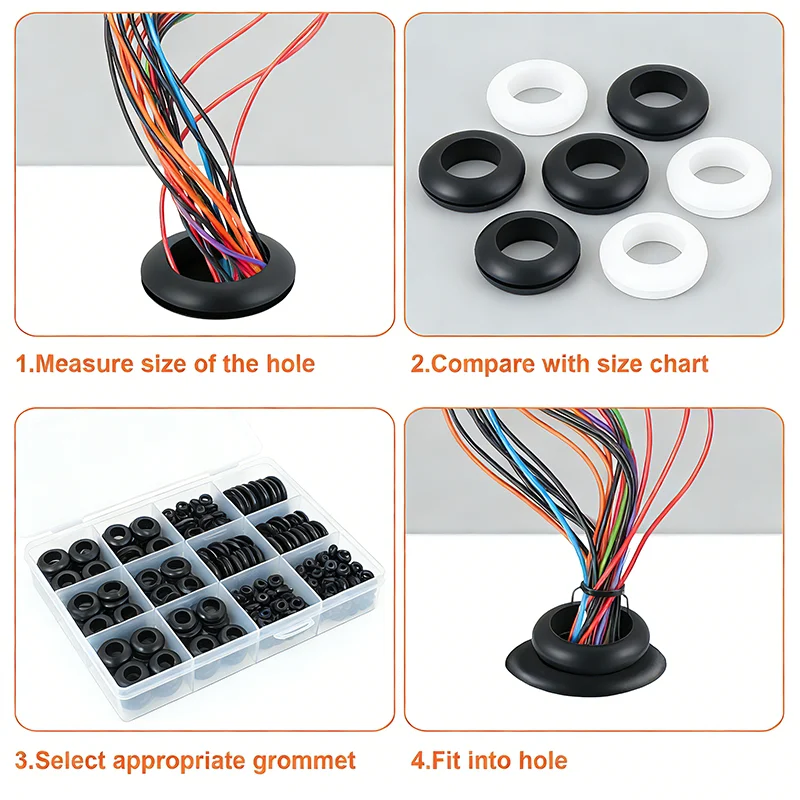 

Резиновые втулки-уплотнители 400/90 шт. 1/2" 1/4" 3/4" водонепроницаемые для проводки, автомобильных кабелей, межкомнатных перегородок, герметизации авто